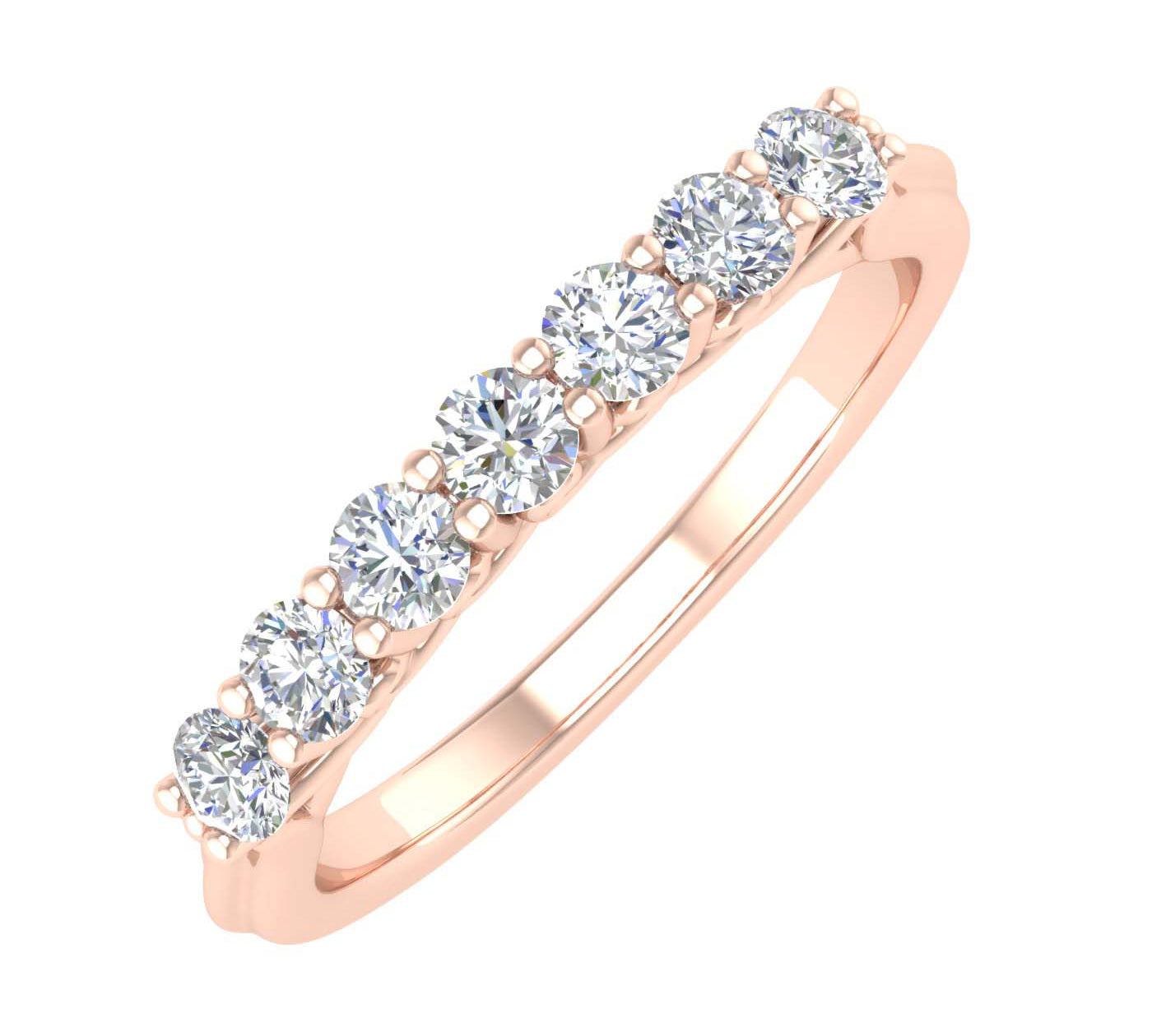 1/2 Carat Round Diamond Wedding Band Ring in Gold - IGI Certified