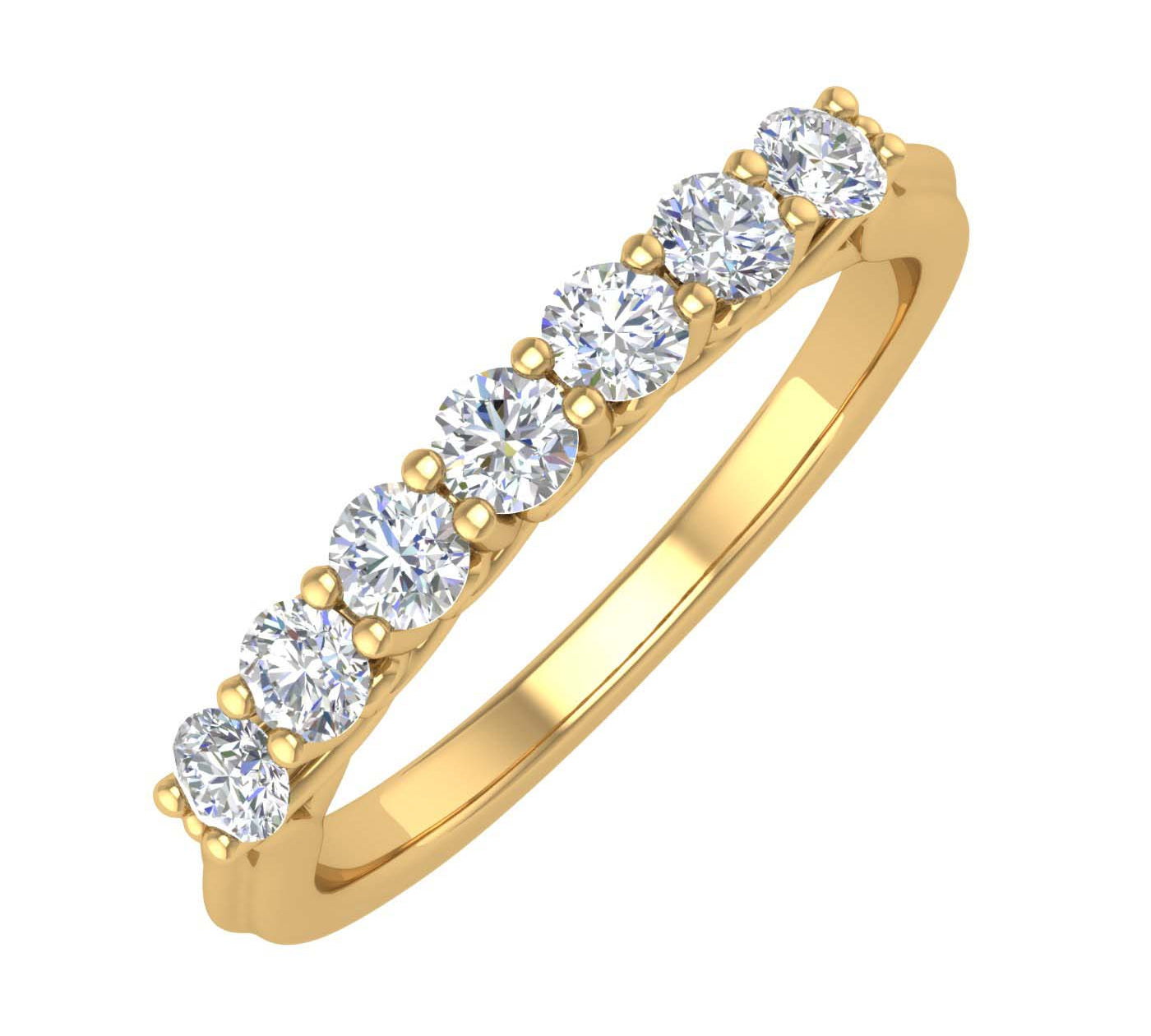 1/2 Carat Round Diamond Wedding Band Ring in Gold - IGI Certified