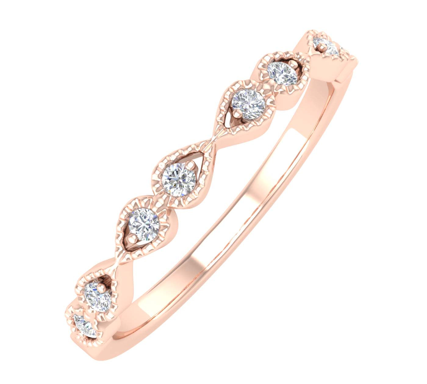 1/10 Carat Diamond Twisted Anniversary Ring in Gold