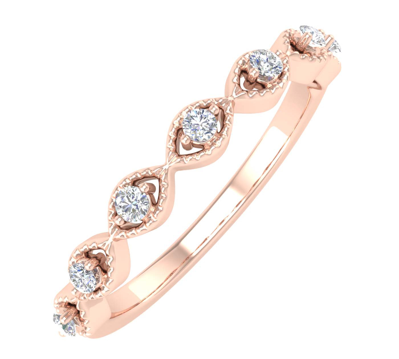 1/10 Carat Diamond Twisted Anniversary Ring in Gold - IGI Certified