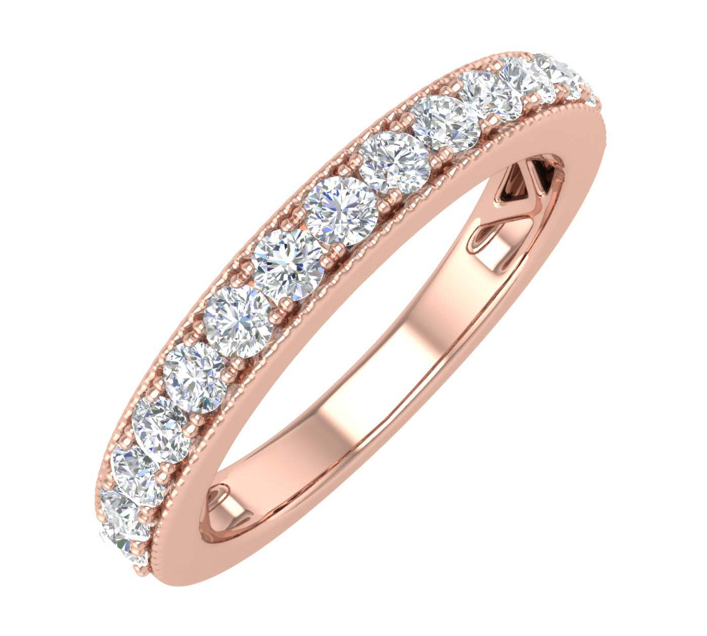 1/2 Carat Round Diamond Wedding Band Ring in Gold - IGI Certified
