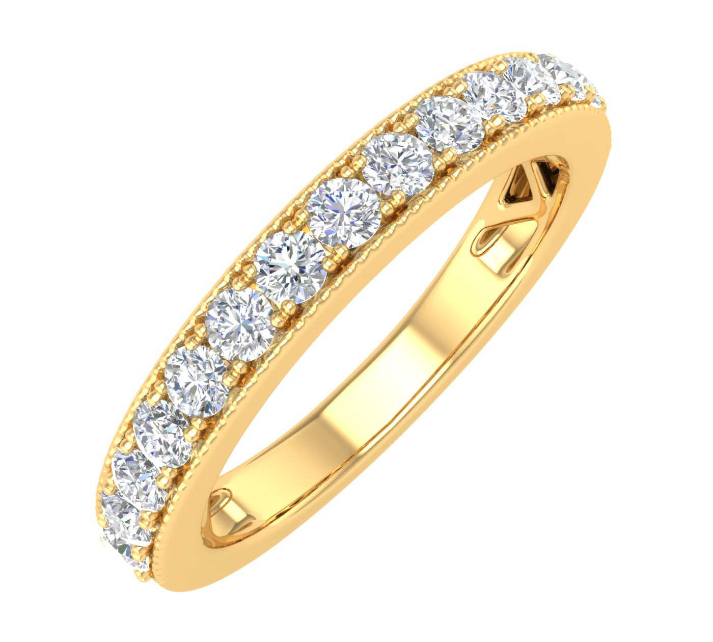 1/2 Carat Round Diamond Wedding Band Ring in Gold - IGI Certified