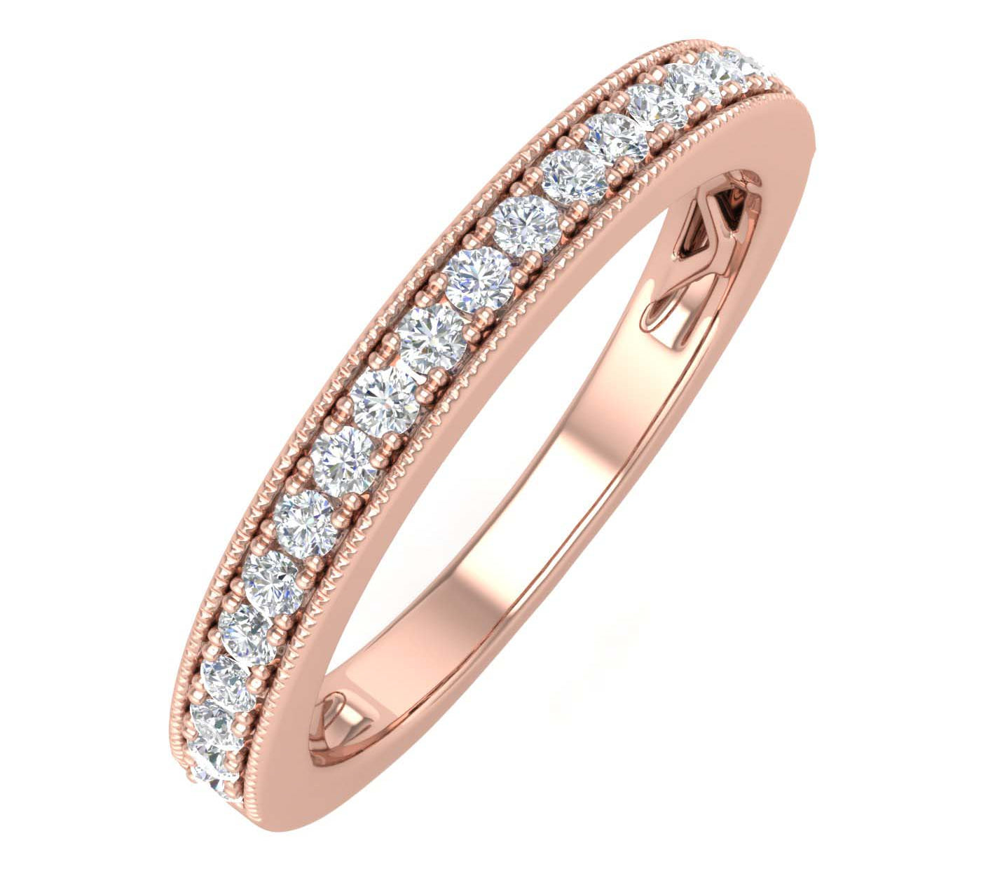 1/4 Carat Round Diamond Wedding Band Ring in Gold - IGI Certified