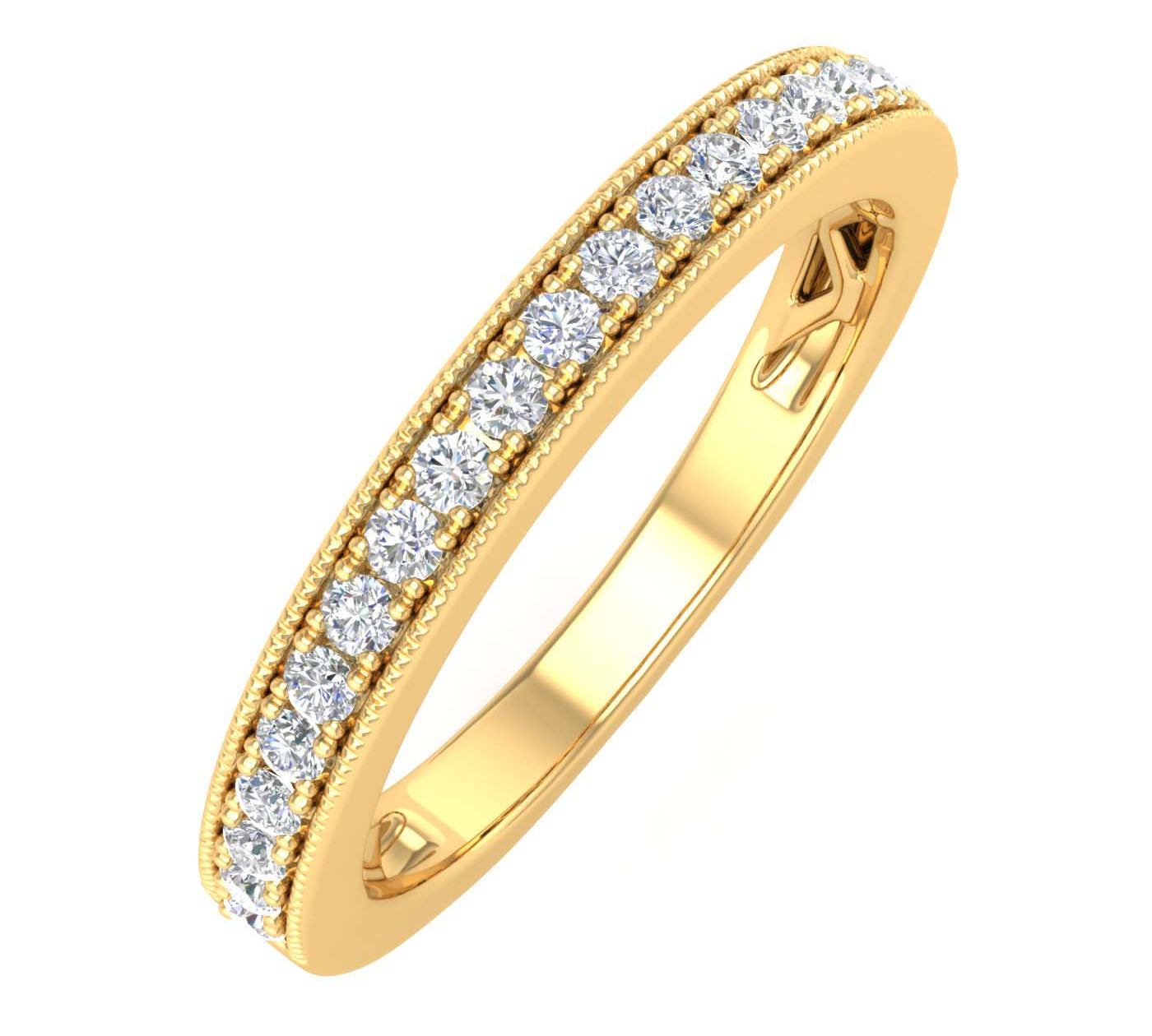 1/4 Carat Round Diamond Wedding Band Ring in Gold - IGI Certified