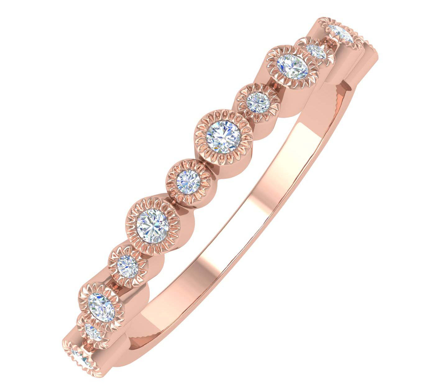 1/5 Carat Bezel Setting Diamond Wedding Band Ring in Gold