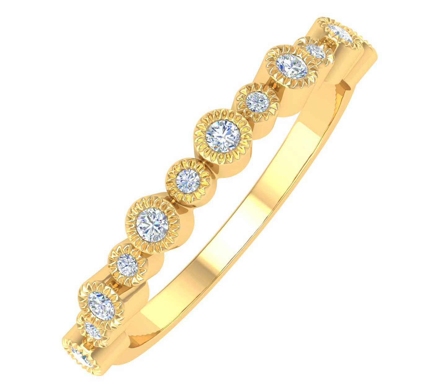 1/5 Carat Bezel Setting Diamond Wedding Band Ring in Gold