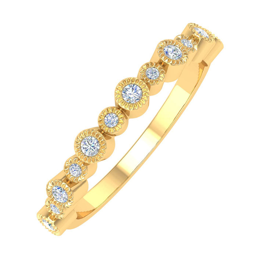 1/5 Carat Bezel Setting Diamond Wedding Band Ring in Gold