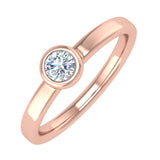 1/4 Carat Bezel Set Diamond Solitaire Engagement Ring Band in Gold