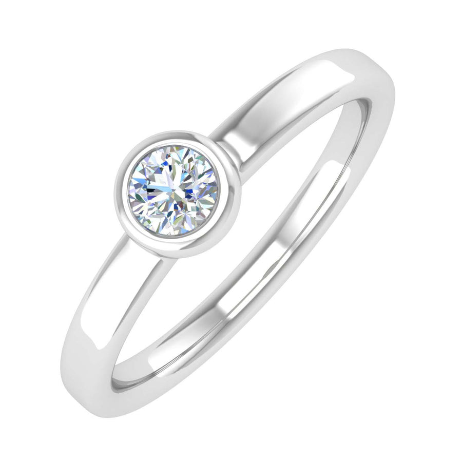 1/4 Carat Bezel Set Diamond Solitaire Engagement Ring Band in Gold - IGI Certified