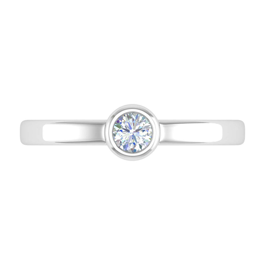 1/4 Carat Bezel Set Diamond Solitaire Engagement Ring Band in Gold - IGI Certified