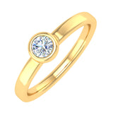 1/4 Carat Bezel Set Diamond Solitaire Engagement Ring Band in Gold