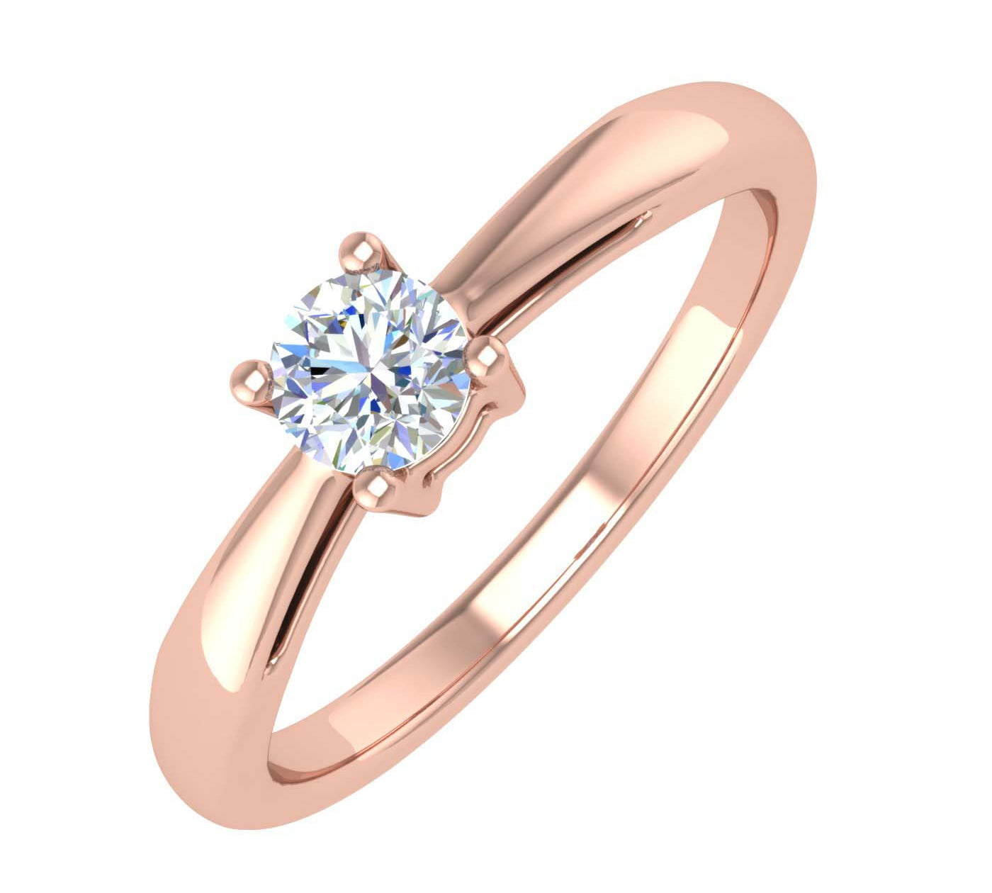 1/5 Carat 4-Prong Set Diamond Solitaire Engagement Ring Band in Gold