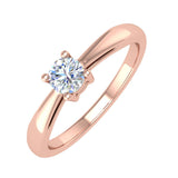 1/5 Carat 4-Prong Set Diamond Solitaire Engagement Ring Band in Gold
