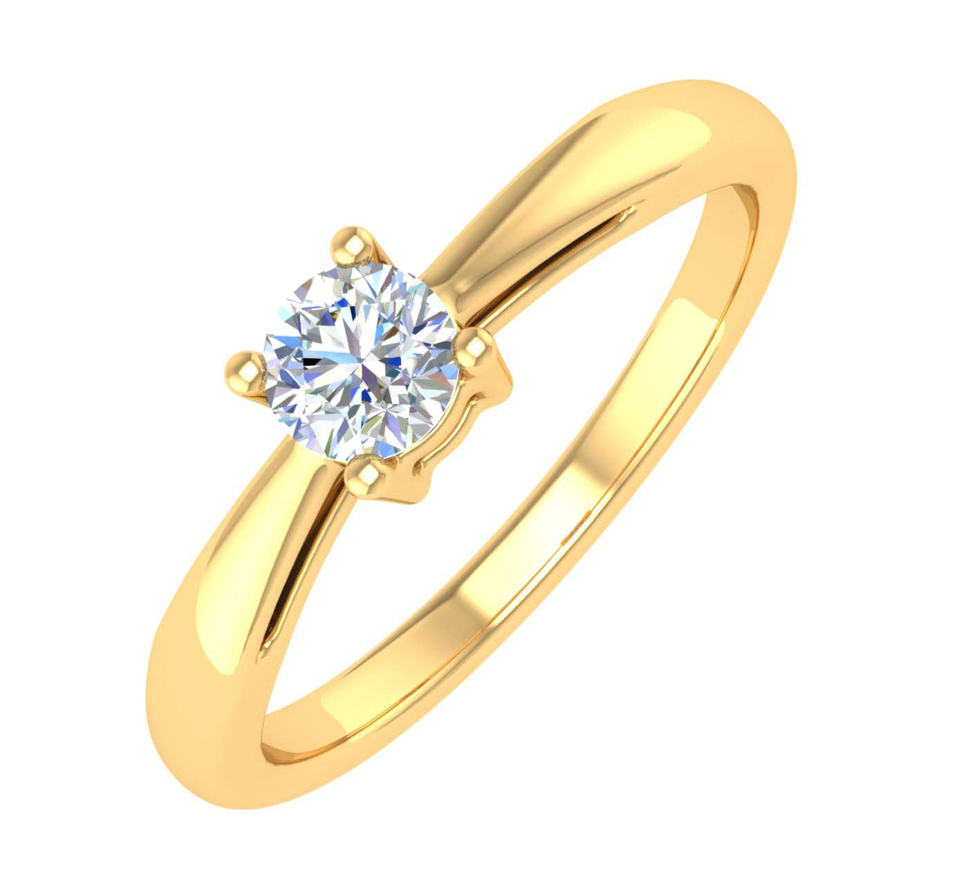 1/5 Carat 4-Prong Set Diamond Solitaire Engagement Ring Band in Gold