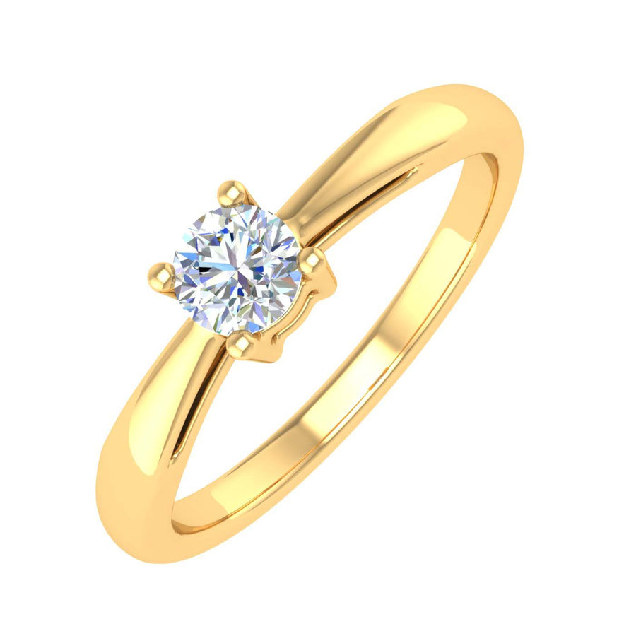 1/5 Carat 4-Prong Set Diamond Solitaire Engagement Ring Band in Gold - IGI Certified