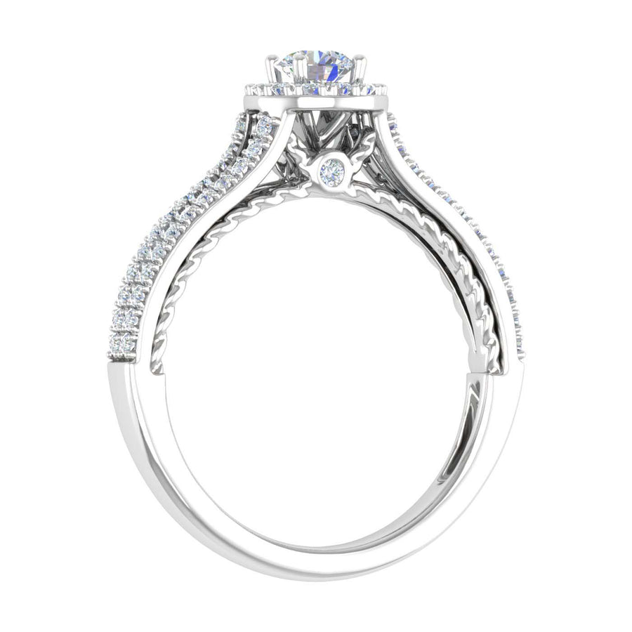 5/8 Carat Diamond Halo Ring in Gold - IGI Certified