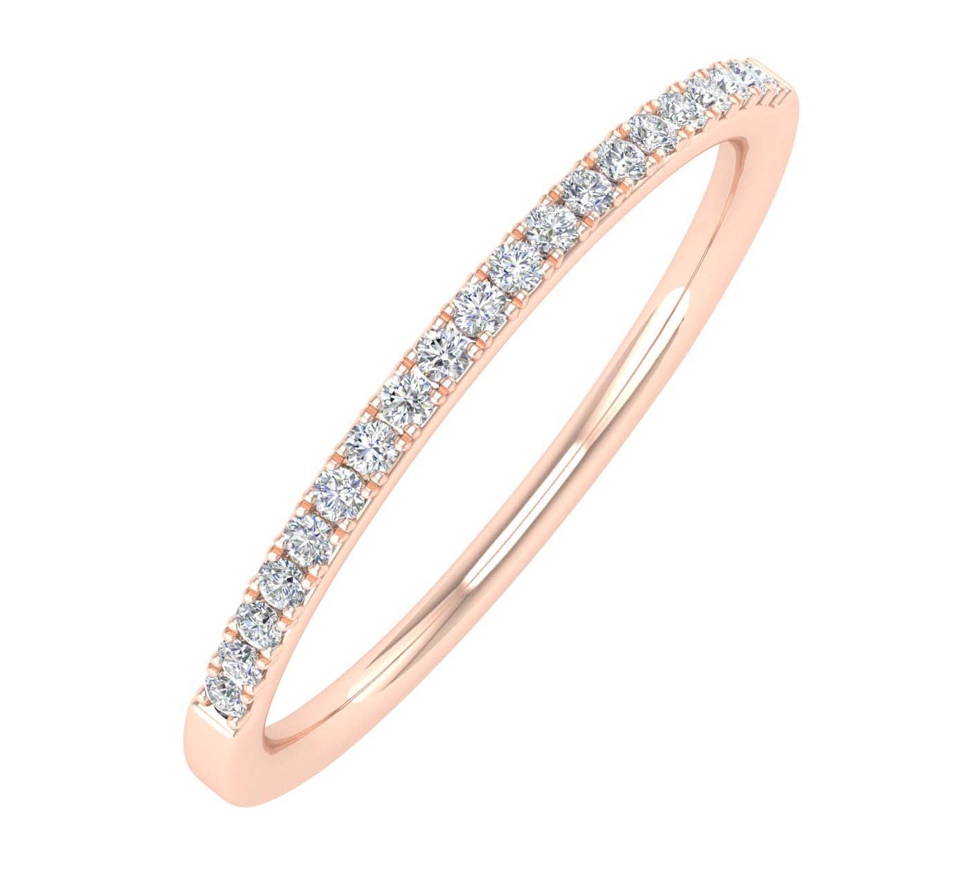 1/10 Carat Diamond Semi-Eternity Wedding Band Ring in Gold - IGI Certified