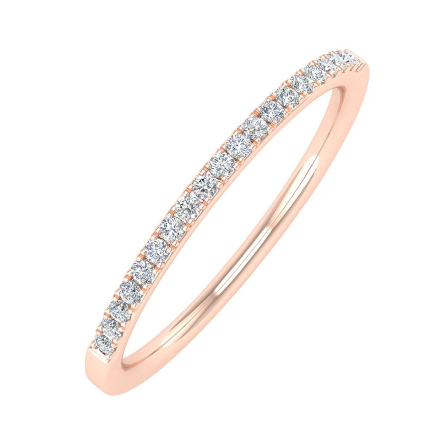 1/10 Carat Diamond Semi-Eternity Wedding Band Ring in Gold - IGI Certified