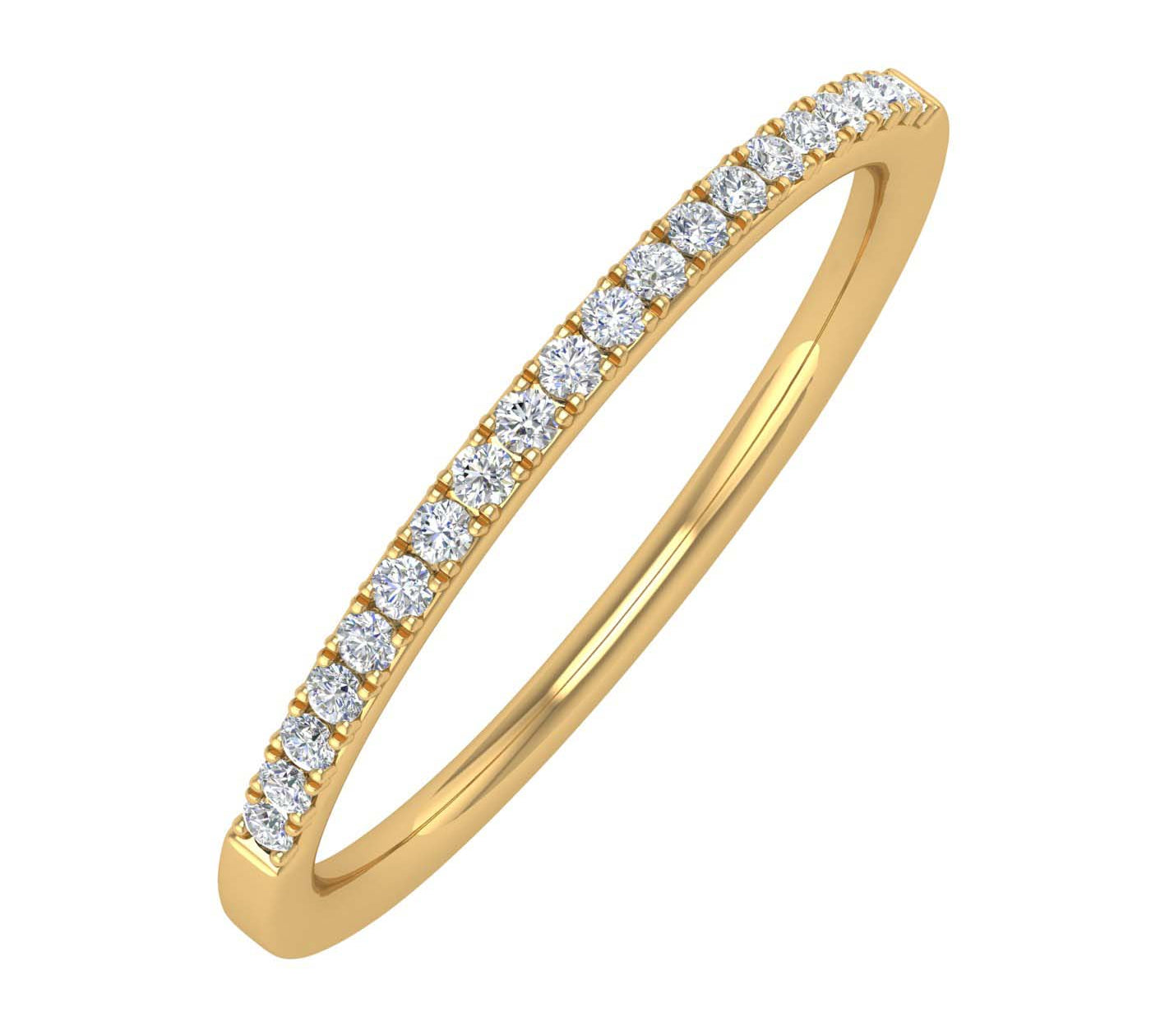 1/10 Carat Diamond Semi-Eternity Wedding Band Ring in Gold - IGI Certified