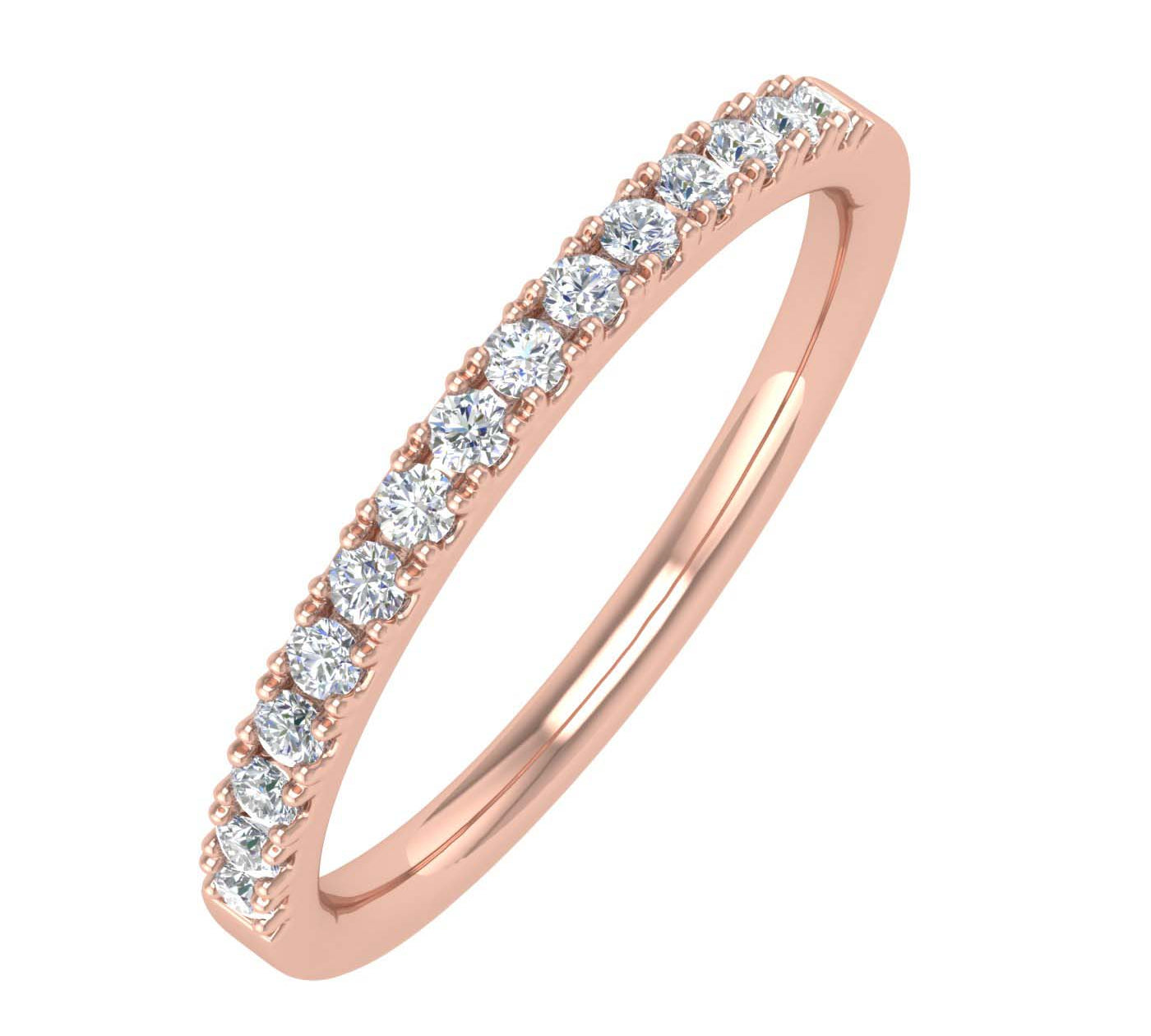 1/5 Carat Prong Set Diamond Wedding Band Ring in Gold - IGI Certified