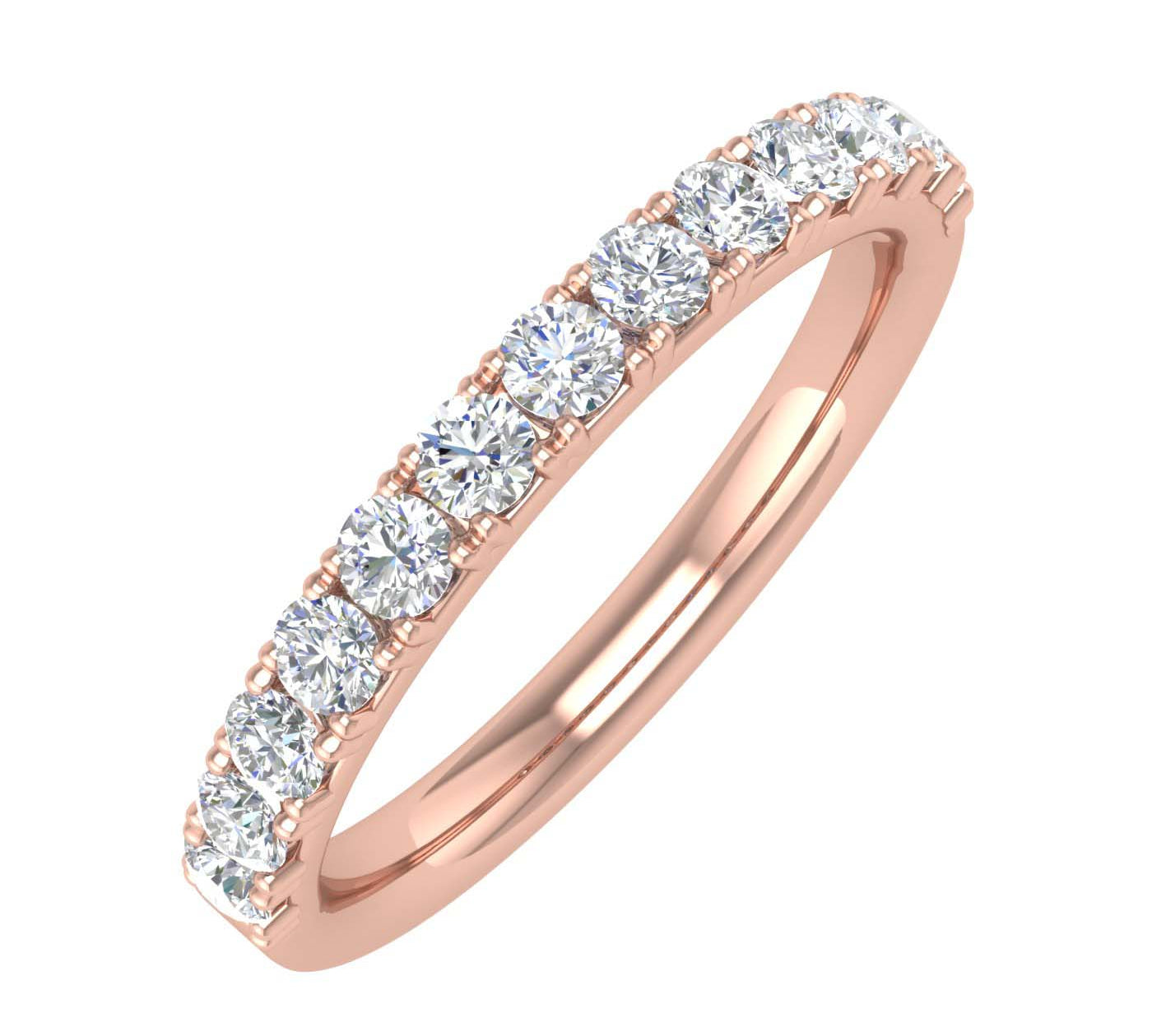 1/2 Carat Round Diamond Wedding Band Ring in Gold - IGI Certified