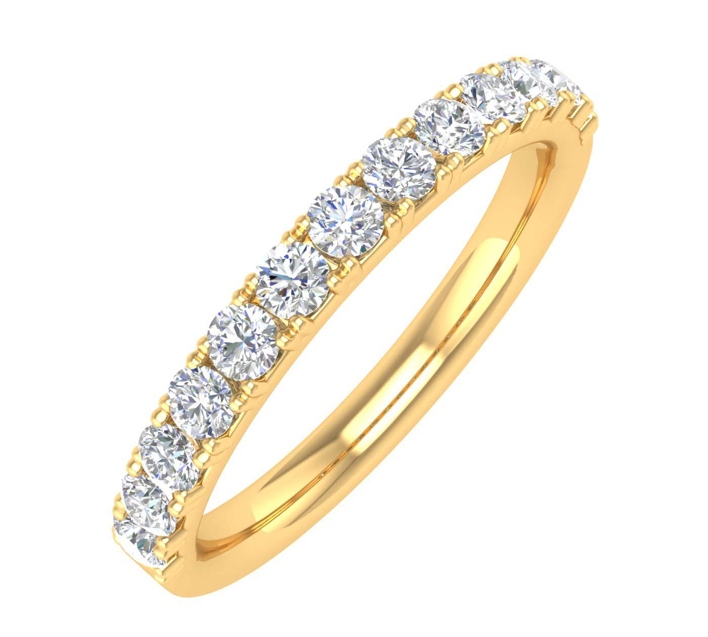 1/2 Carat Round Diamond Wedding Band Ring in Gold - IGI Certified