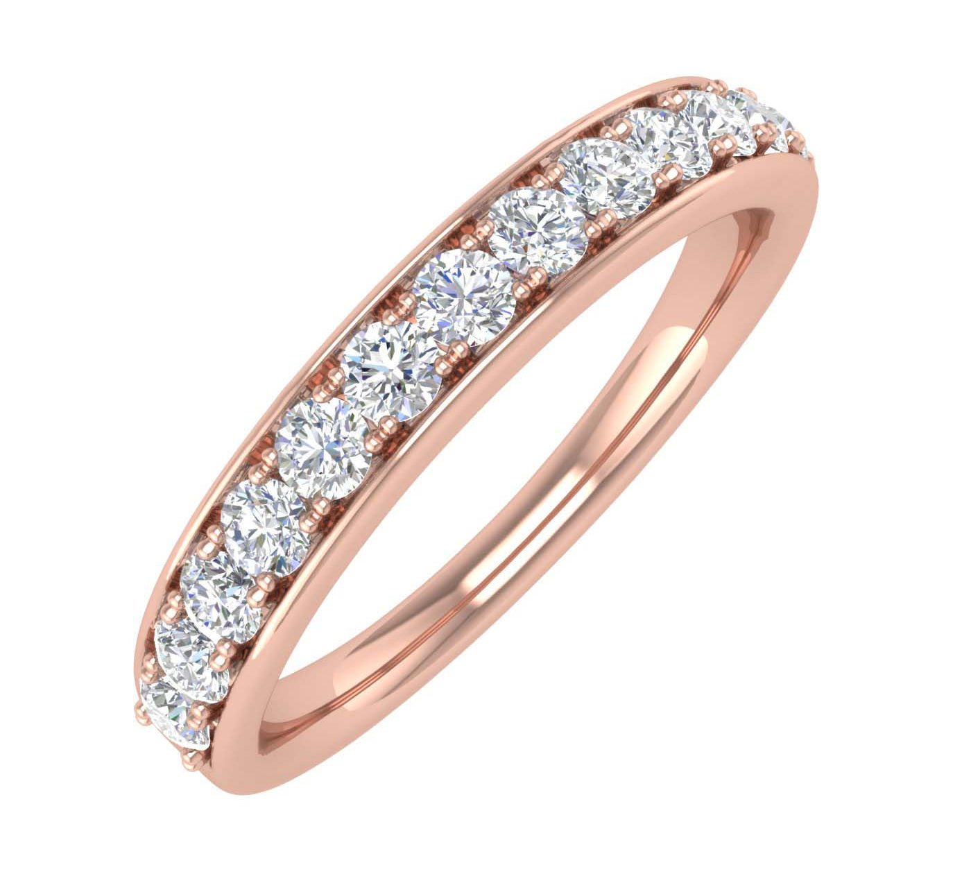 1/2 Carat Round Diamond Wedding Band Ring in Gold - IGI Certified