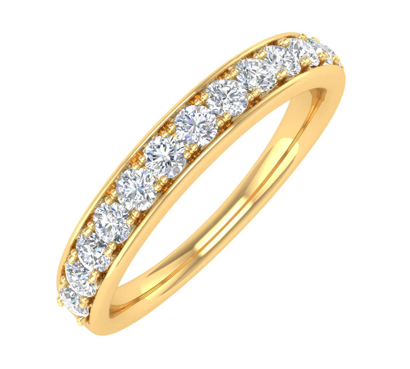 1/2 Carat Round Diamond Wedding Band Ring in Gold - IGI Certified