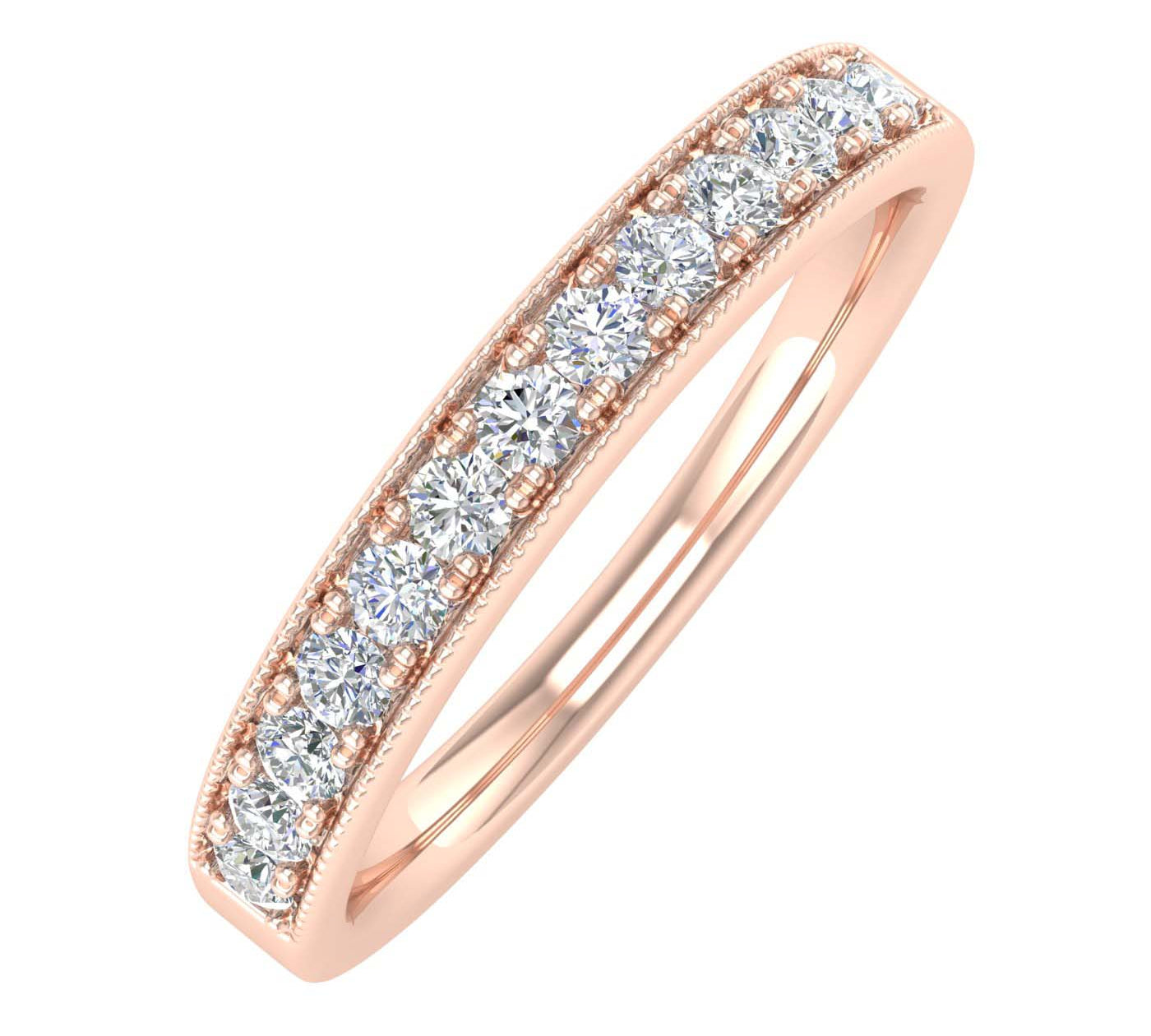 1/4 Carat Round Diamond Wedding Band Ring in Gold - IGI Certified