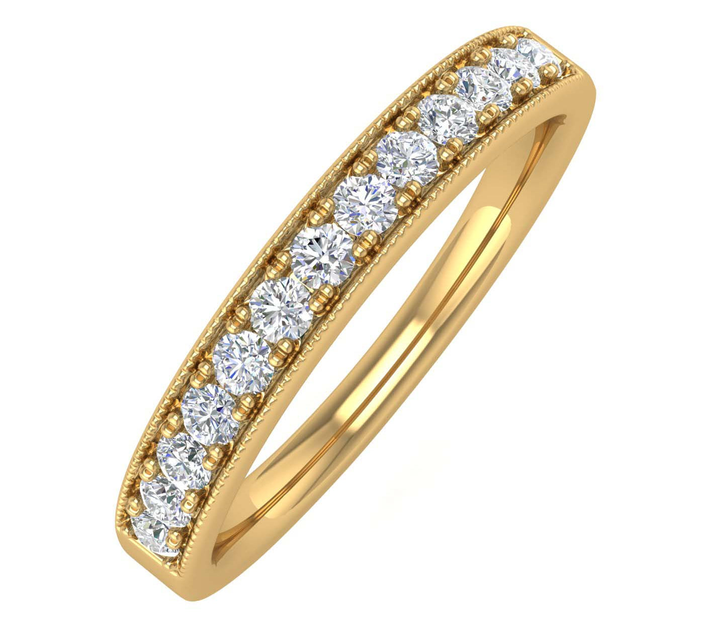 1/4 Carat Round Diamond Wedding Band Ring in Gold - IGI Certified