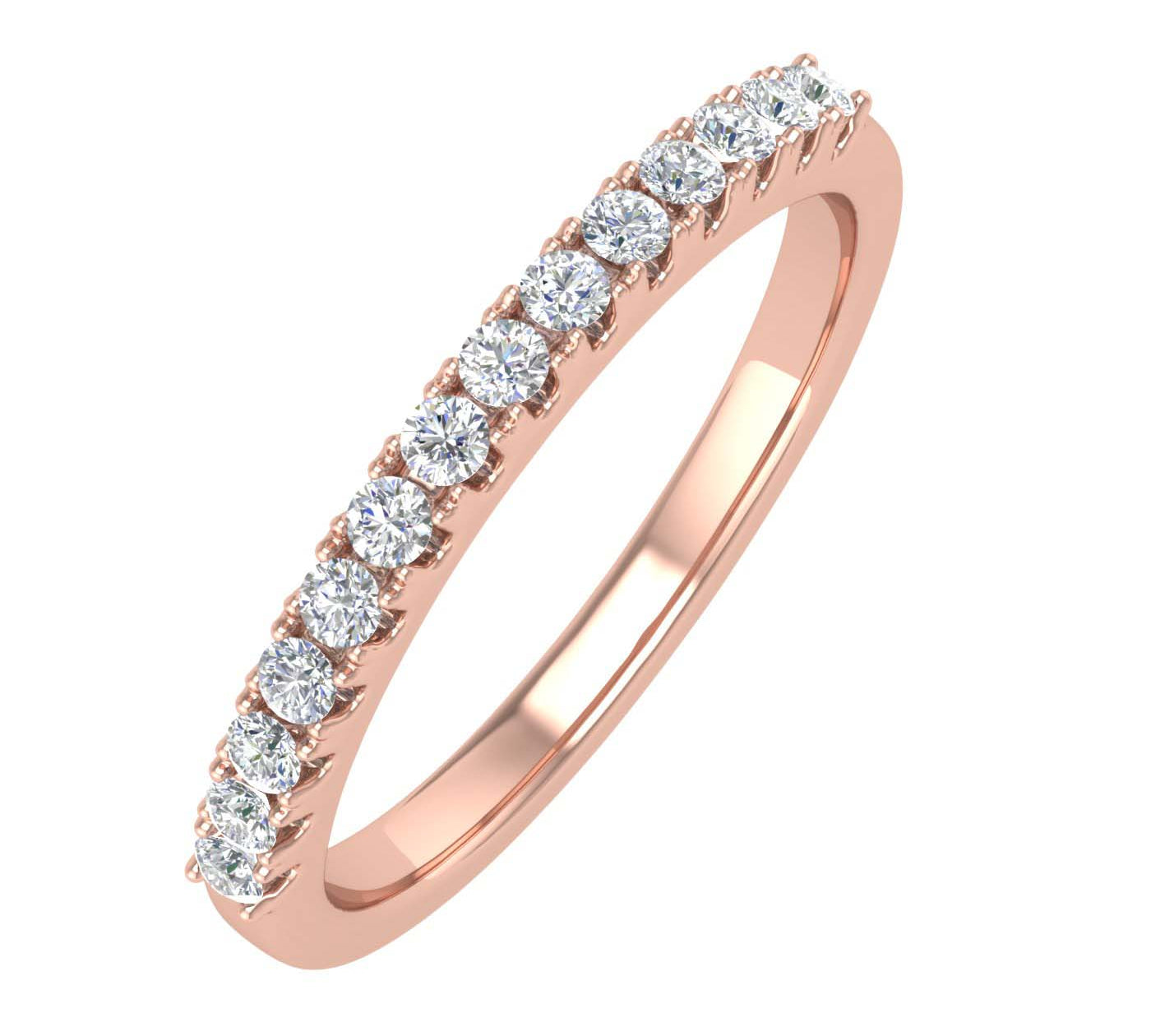 1/5 Carat Prong Set Diamond Wedding Band Ring in Gold - IGI Certified