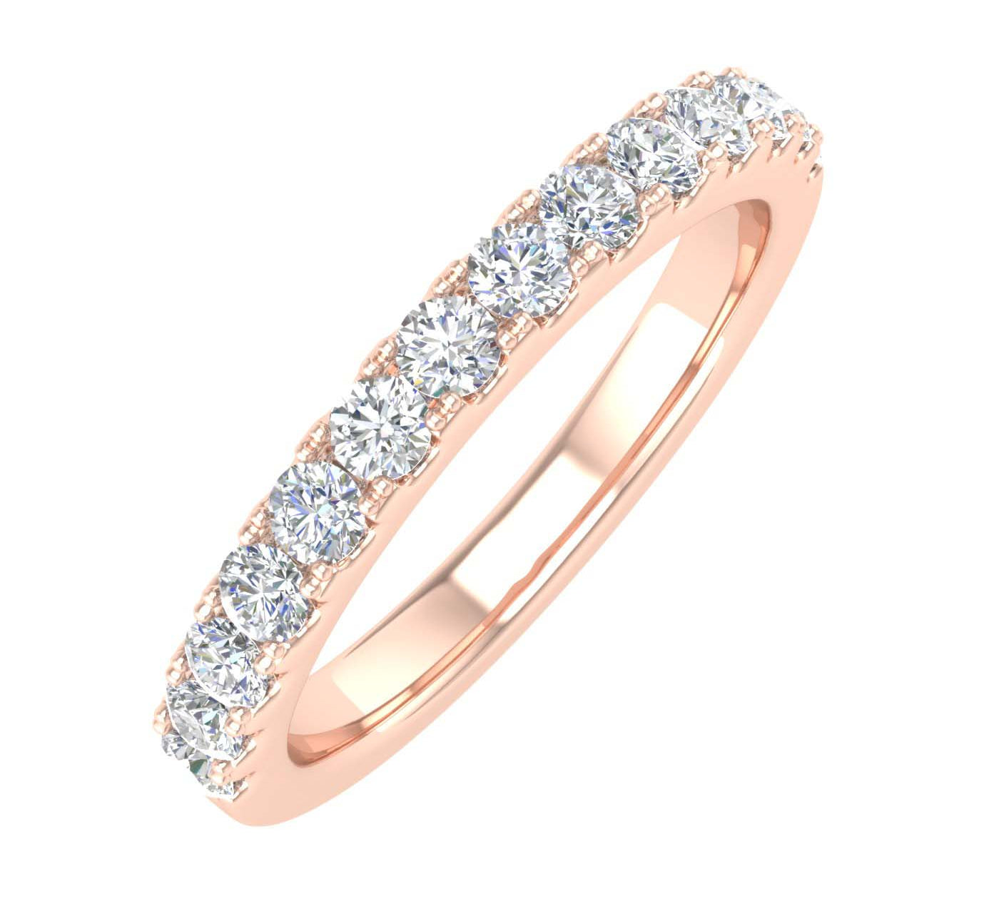 1/2 Carat Round Diamond Wedding Band Ring in Gold - IGI Certified