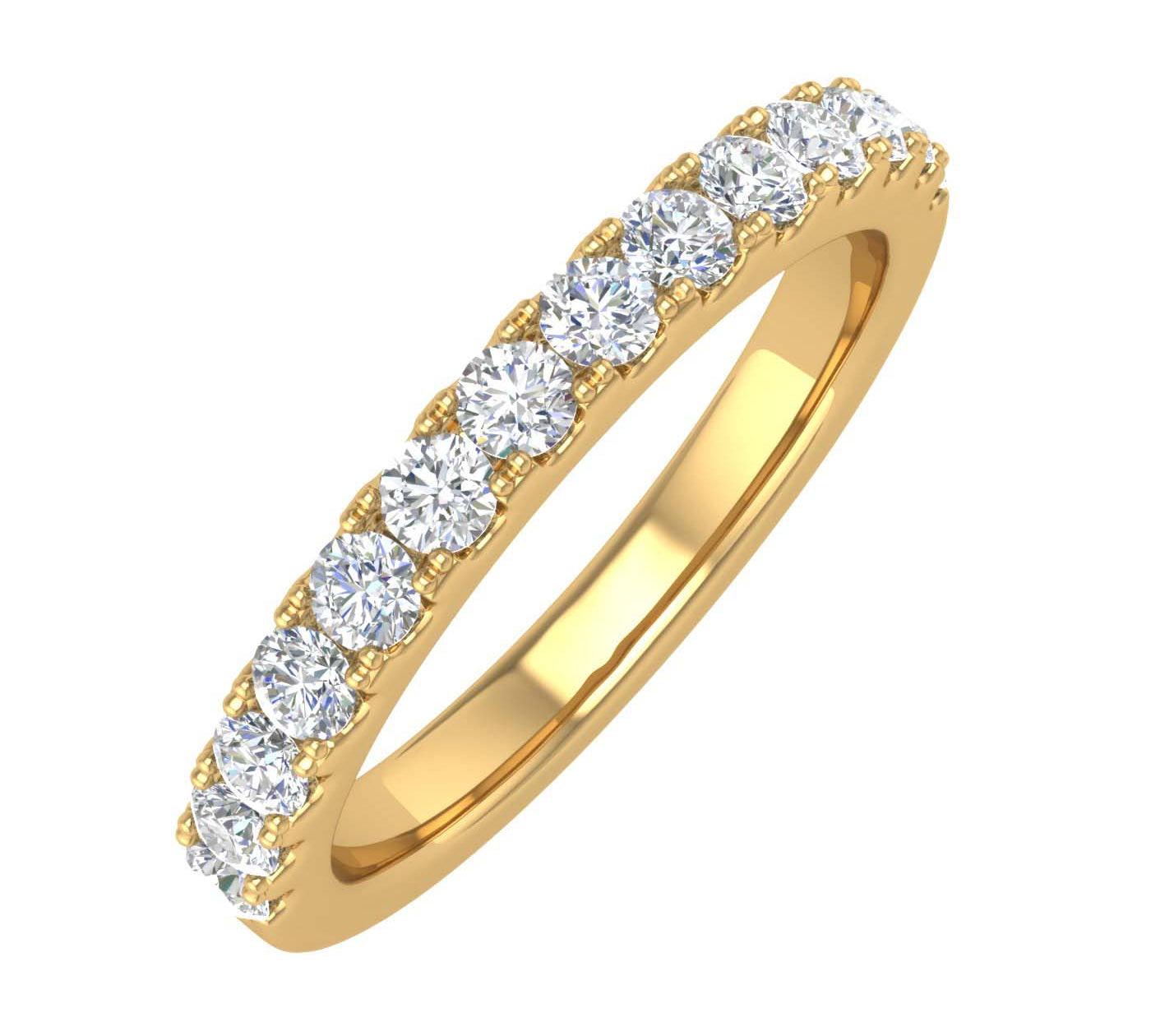 1/2 Carat Round Diamond Wedding Band Ring in Gold - IGI Certified