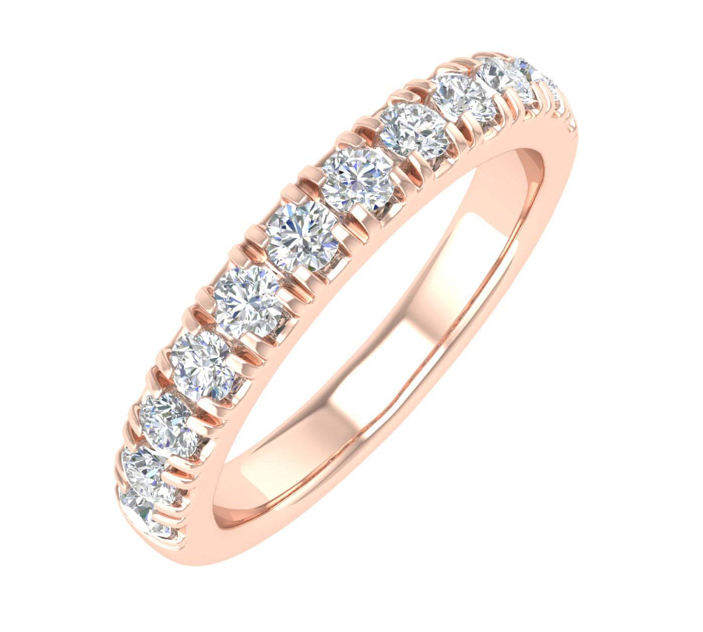 1/2 Carat Round Diamond Wedding Band Ring in Gold - IGI Certified