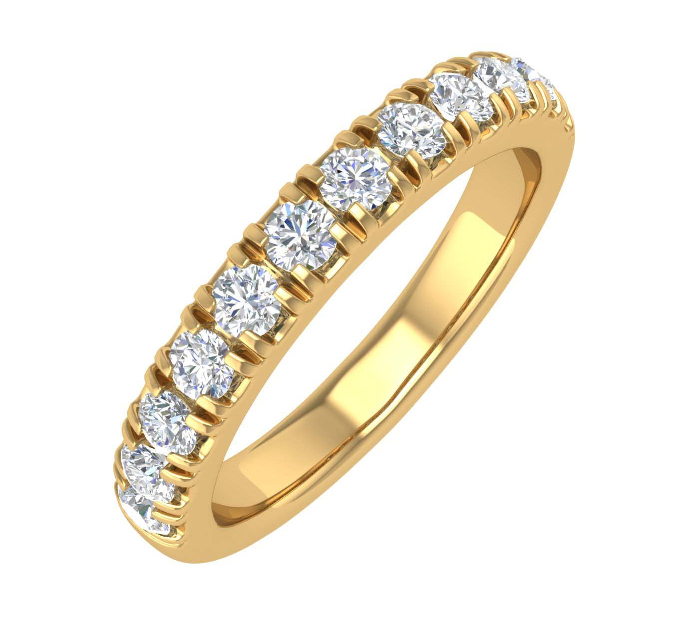 1/2 Carat Round Diamond Wedding Band Ring in Gold - IGI Certified