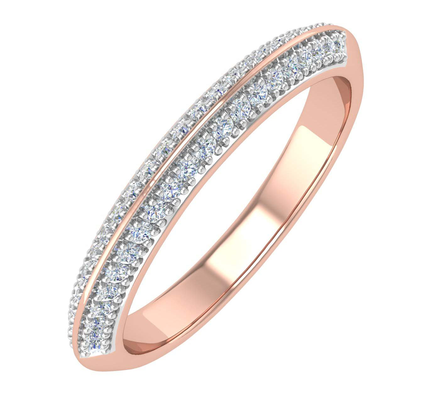 1/5 Carat Prong Set Diamond Wedding Band Ring in Gold