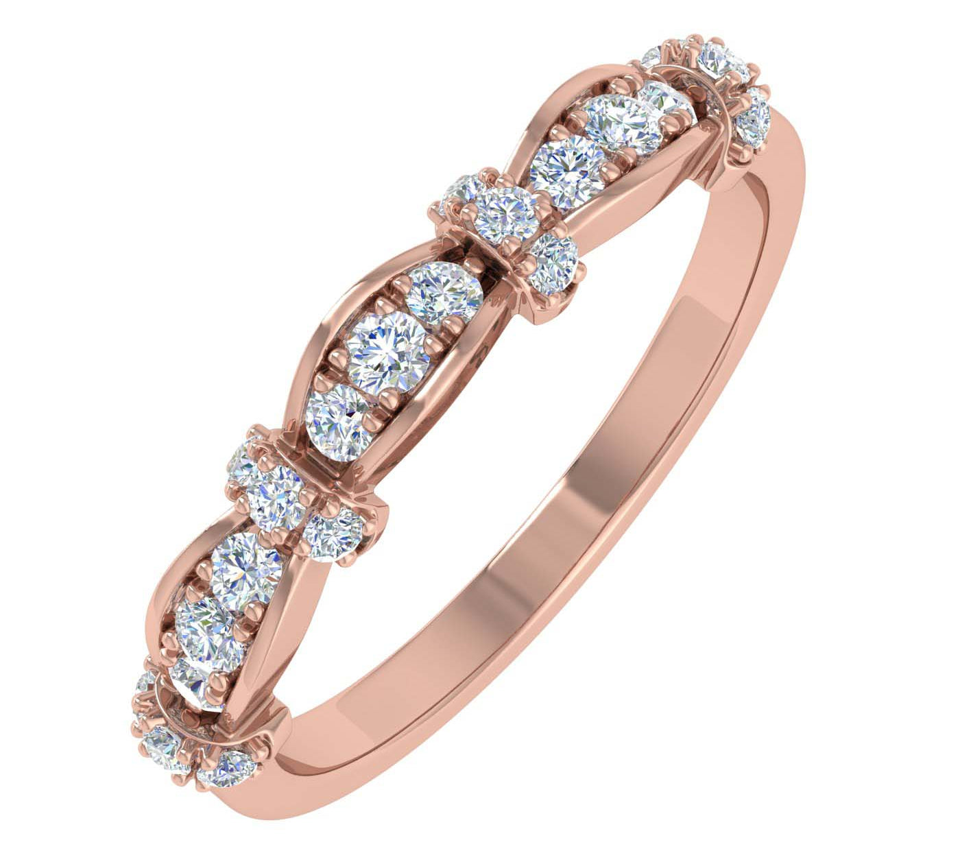 1/5 Carat Prong Set Diamond Wedding Band Ring in Gold