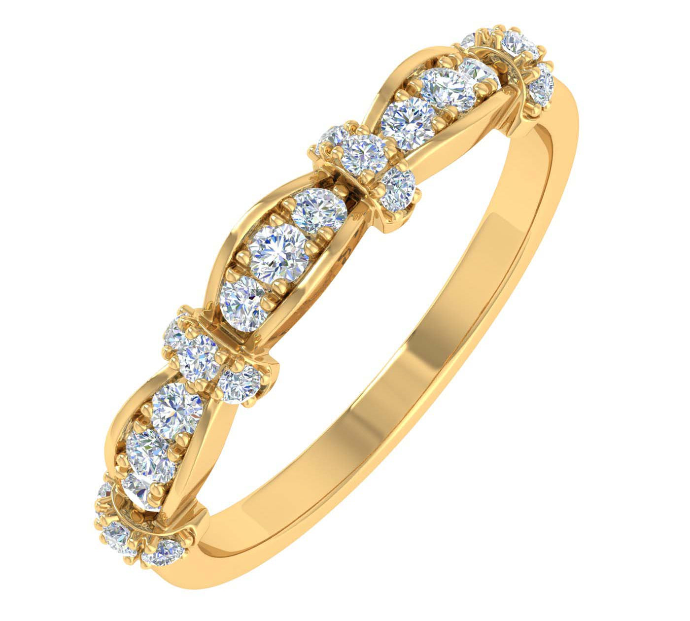 1/5 Carat Prong Set Diamond Wedding Band Ring in Gold