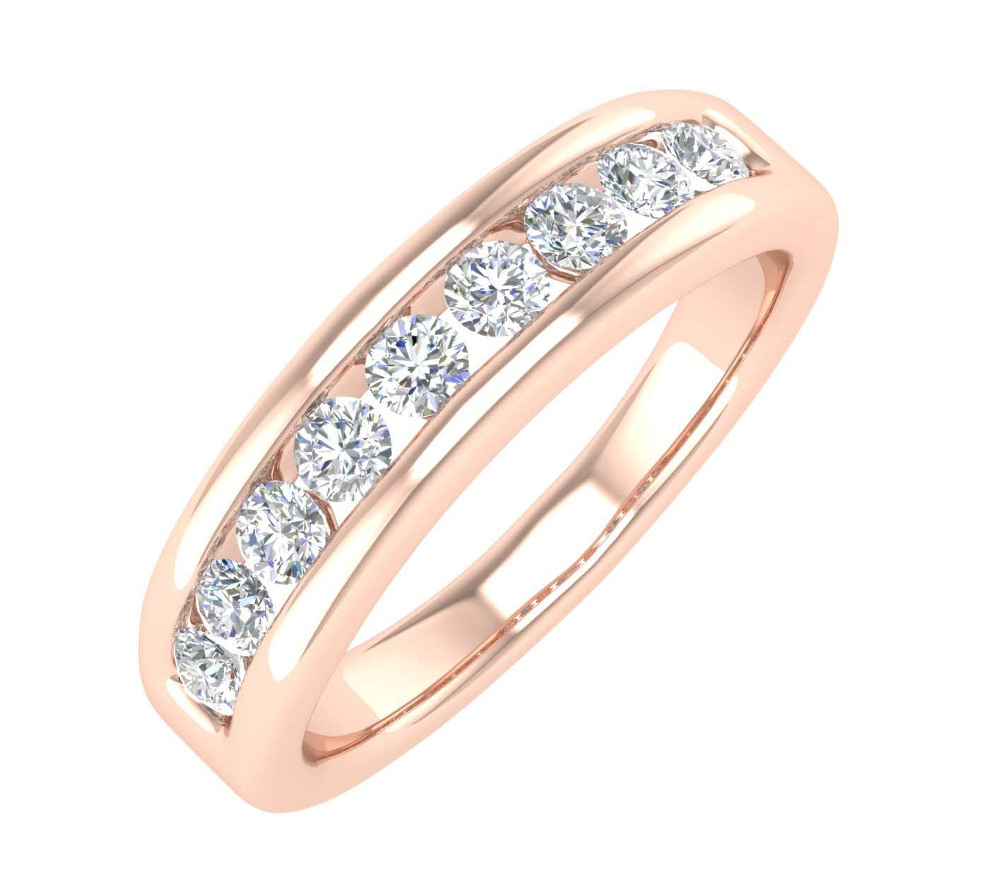 1/2 Carat Channel Set Diamond Wedding Band Ring in Gold - IGI Certified