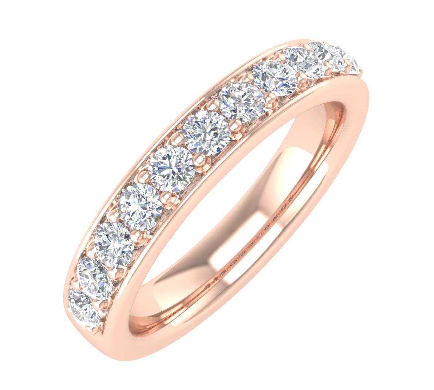 1/2 Carat Pave Set Diamond Wedding Band Ring in Gold - IGI Certified