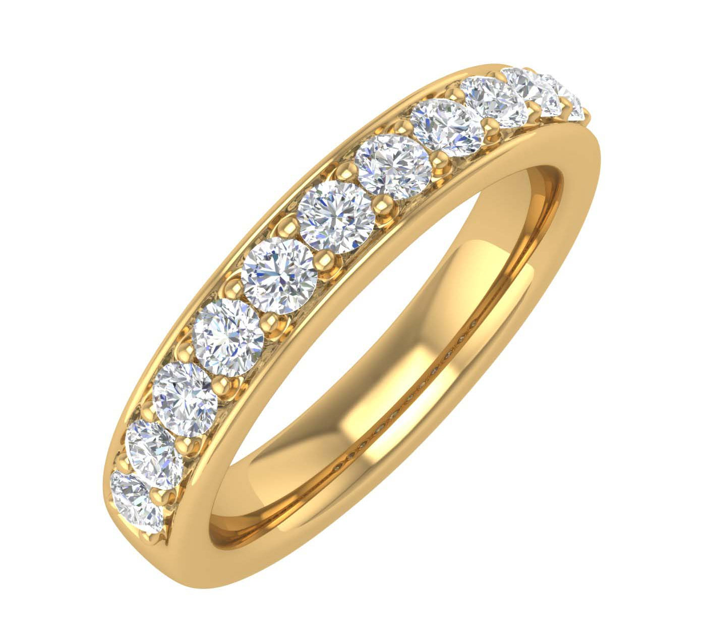 1/2 Carat Pave Set Diamond Wedding Band Ring in Gold - IGI Certified