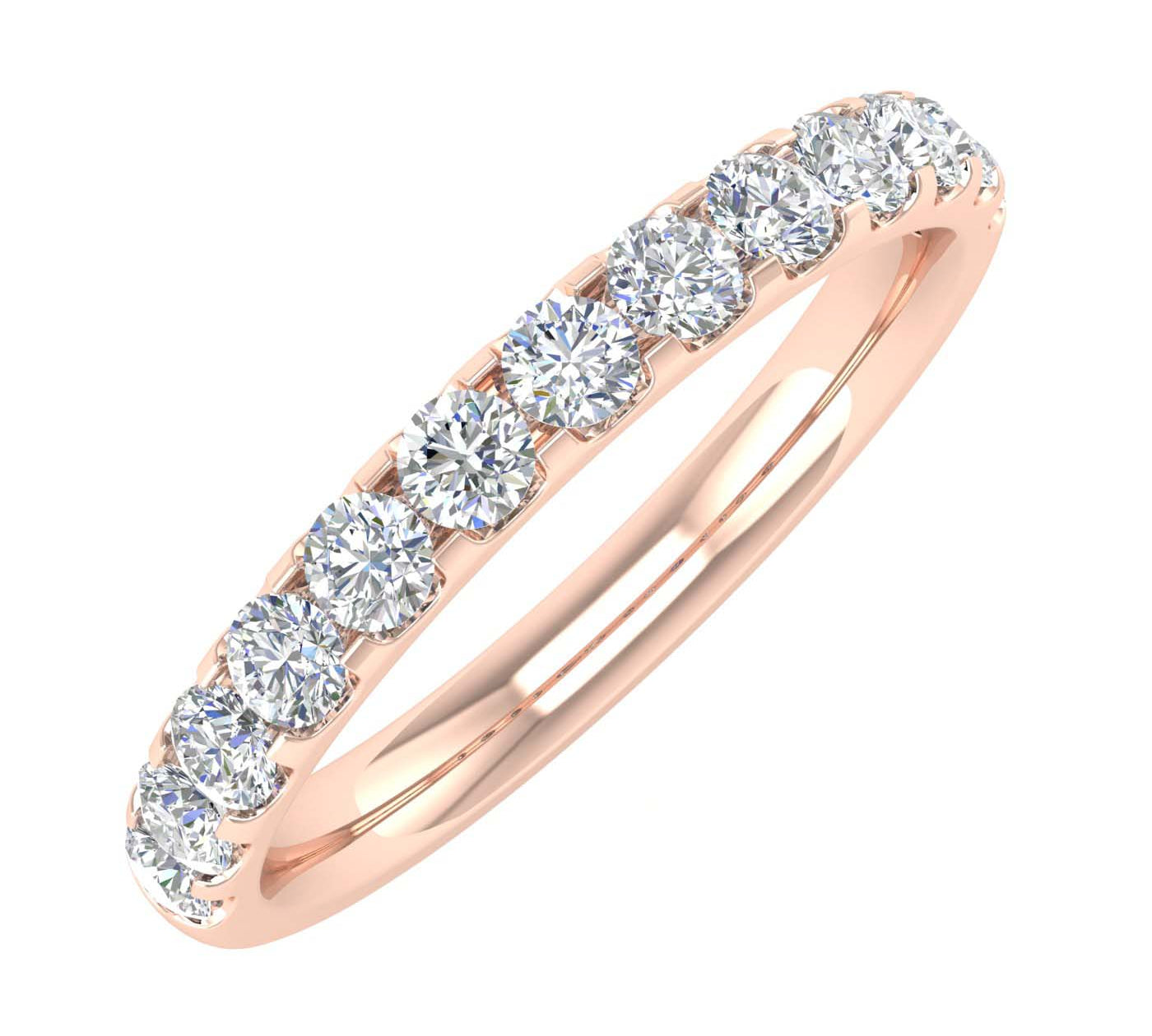 1/2 Carat Round Diamond Wedding Band Ring in Gold - IGI Certified