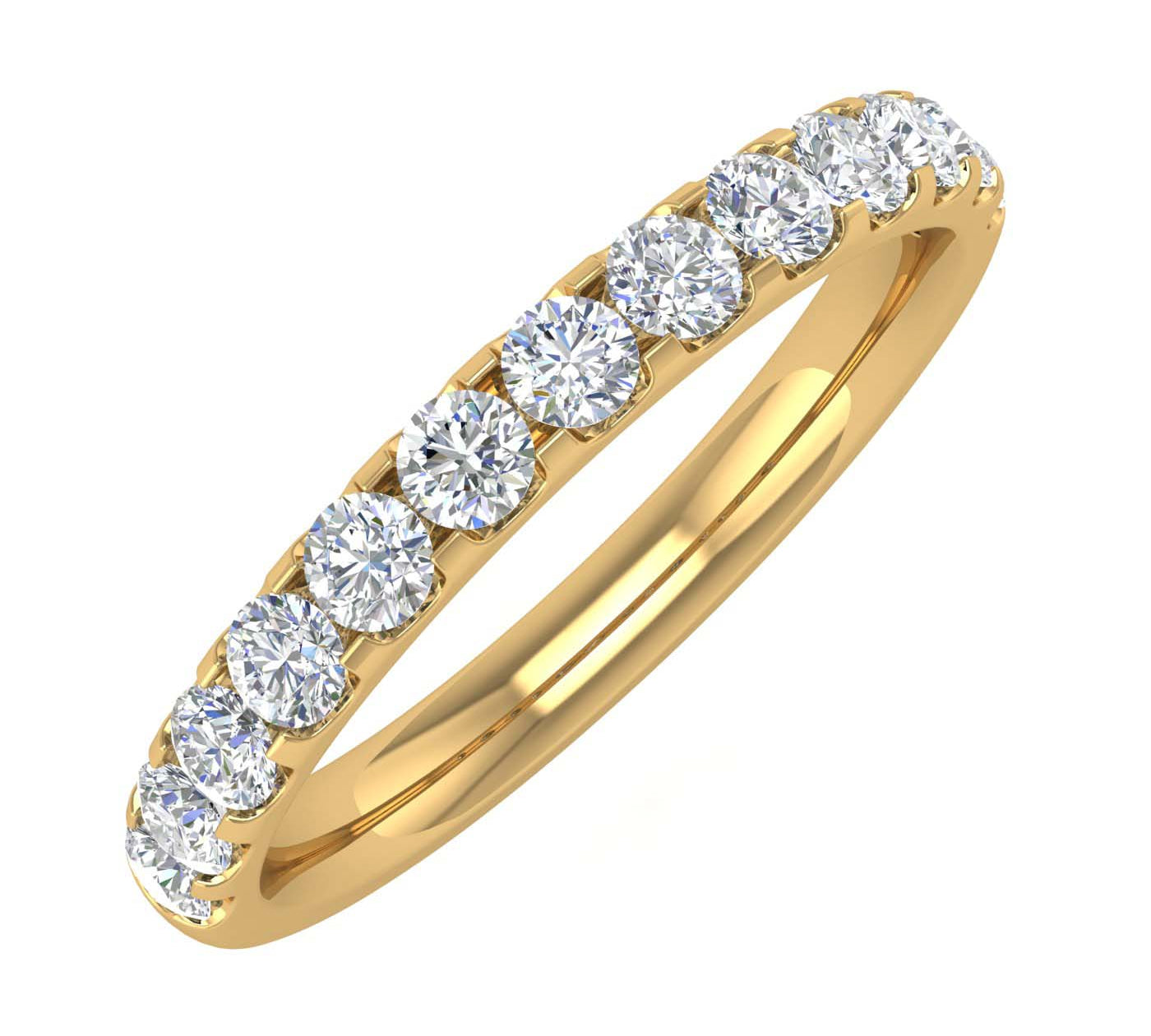 1/2 Carat Round Diamond Wedding Band Ring in Gold - IGI Certified