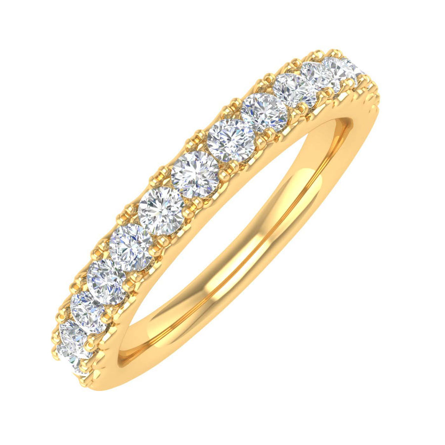 1/2 Carat Round Diamond Wedding Band Ring in Gold - IGI Certified