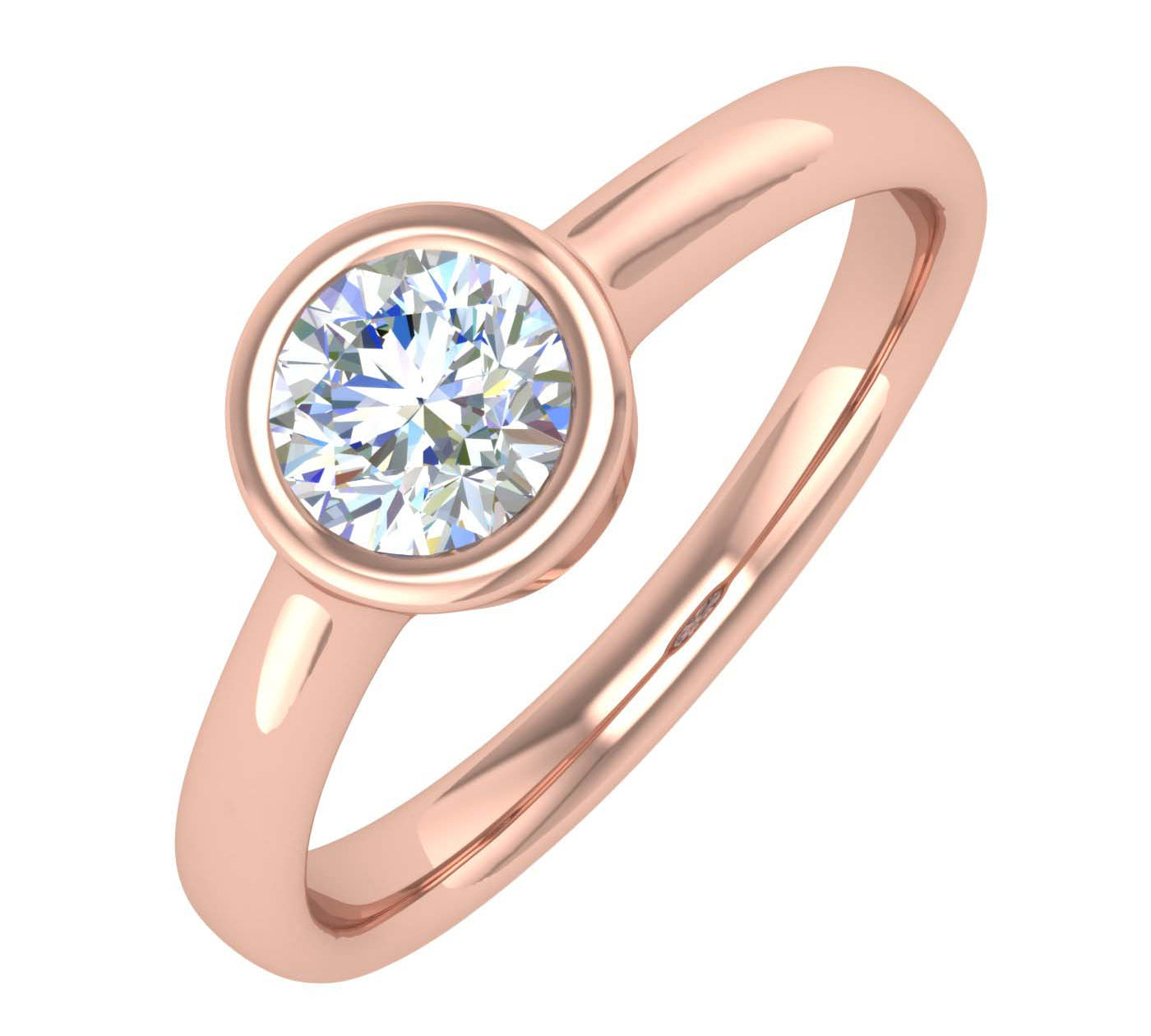 1/2 Carat Bezel Set Diamond Solitaire Engagement Ring in Gold