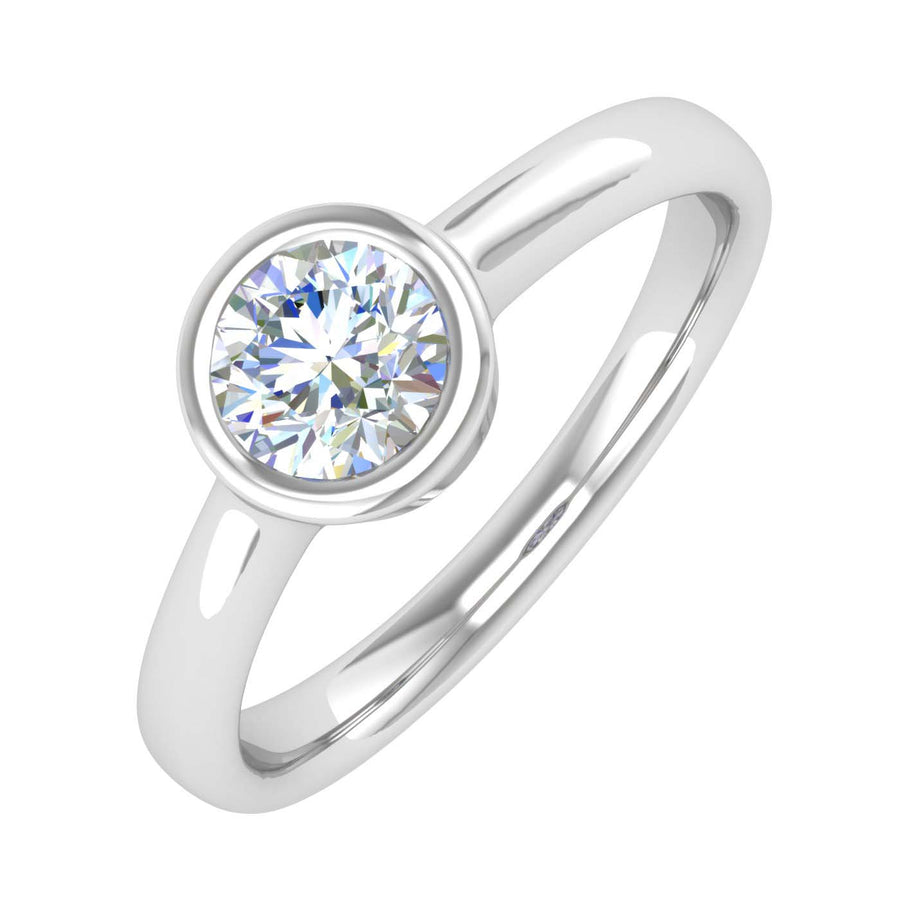 1/2 Carat Bezel Set Diamond Solitaire Engagement Ring in Gold - IGI Certified