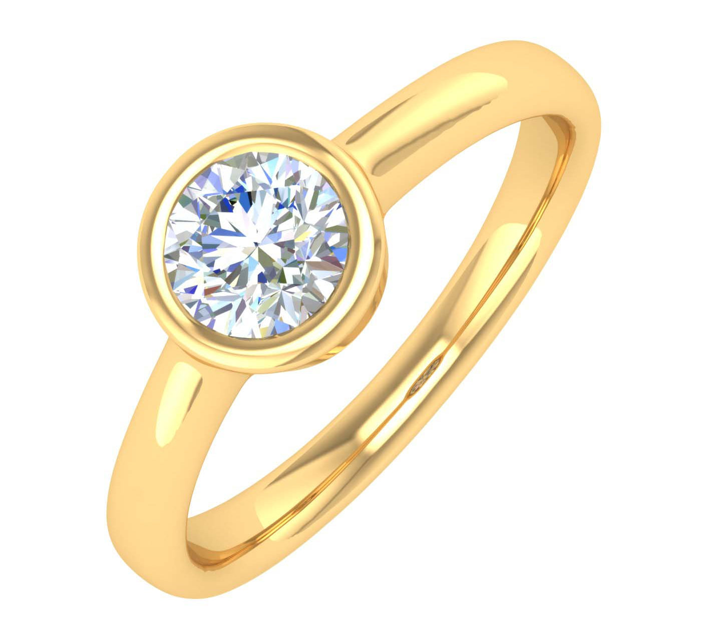 1/2 Carat Bezel Set Diamond Solitaire Engagement Ring in Gold