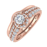 Diamond Halo Bridal Ring Set in Gold (5/8 cttw) - IGI Certified