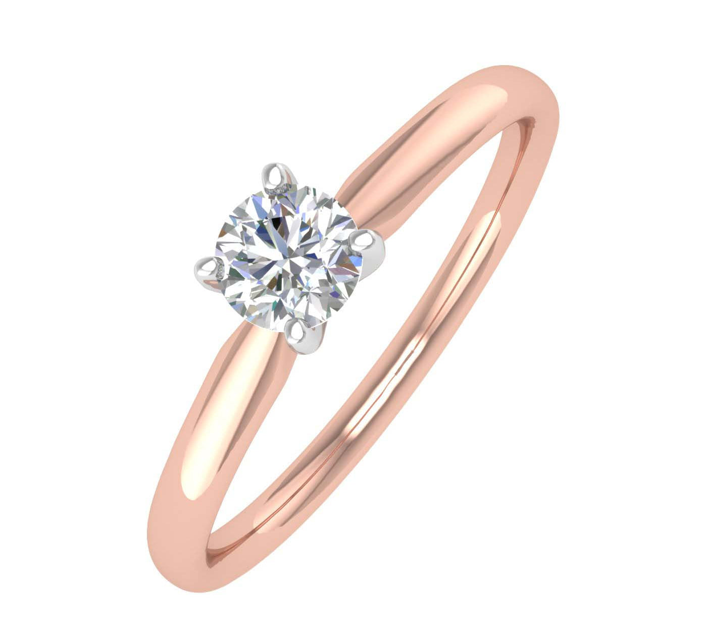1/5 Carat 4-Prong Set Diamond Solitaire Engagement Ring Band in Gold