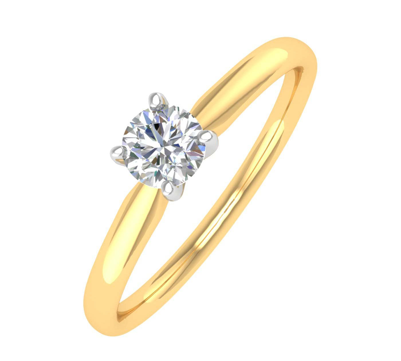 1/5 Carat 4-Prong Set Diamond Solitaire Engagement Ring Band in Gold - IGI Certified